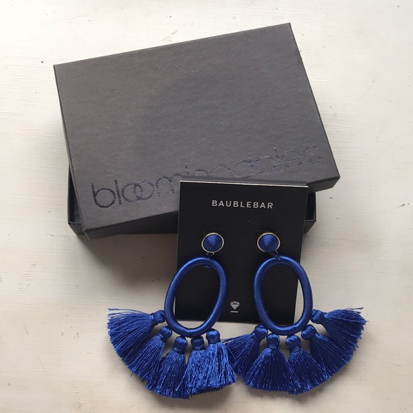 Royal Blue Bauble Bar earrings - Picture 4 of 5